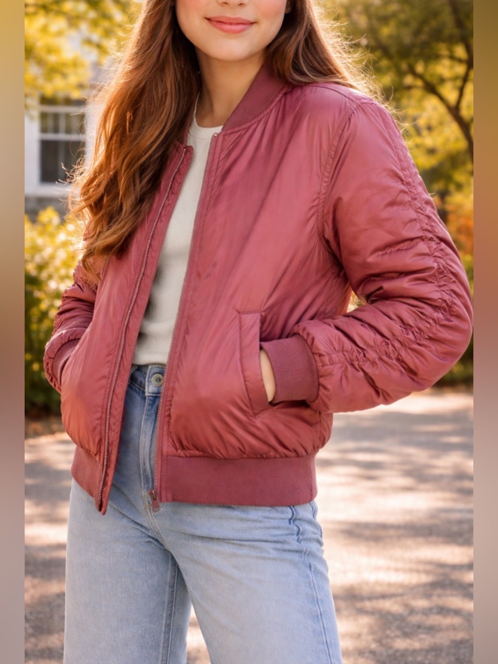Girls Satin Bomber Jacket - Mauve - size XL (14-16) - ✽ SOLD OUT ONLINE ✽ - Picture 4 of 12